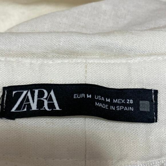 Zara Women's White Pleated High Waisted Straight Casual Mini Shorts Size M - Picture 4 of 4